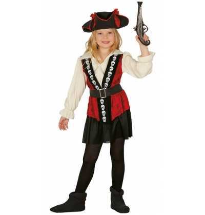 Comprar Disfraz Pirata Niña Vestido rojo-negro Talla S