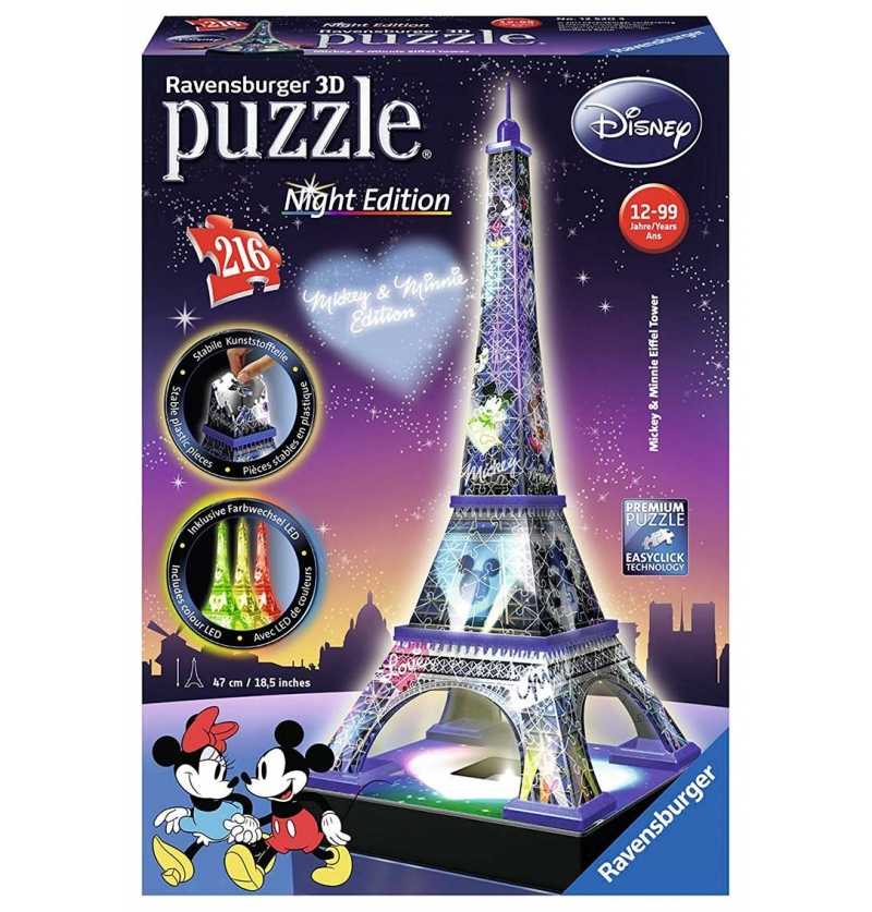 Acostado La Internet construcción naval Comprar Puzzle 3D Torre Eiffel de Paris Disney Night