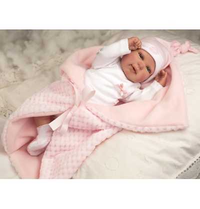 Comprar Muñeca Bebé Reborn Rocio 45 cm. con manta rosa
