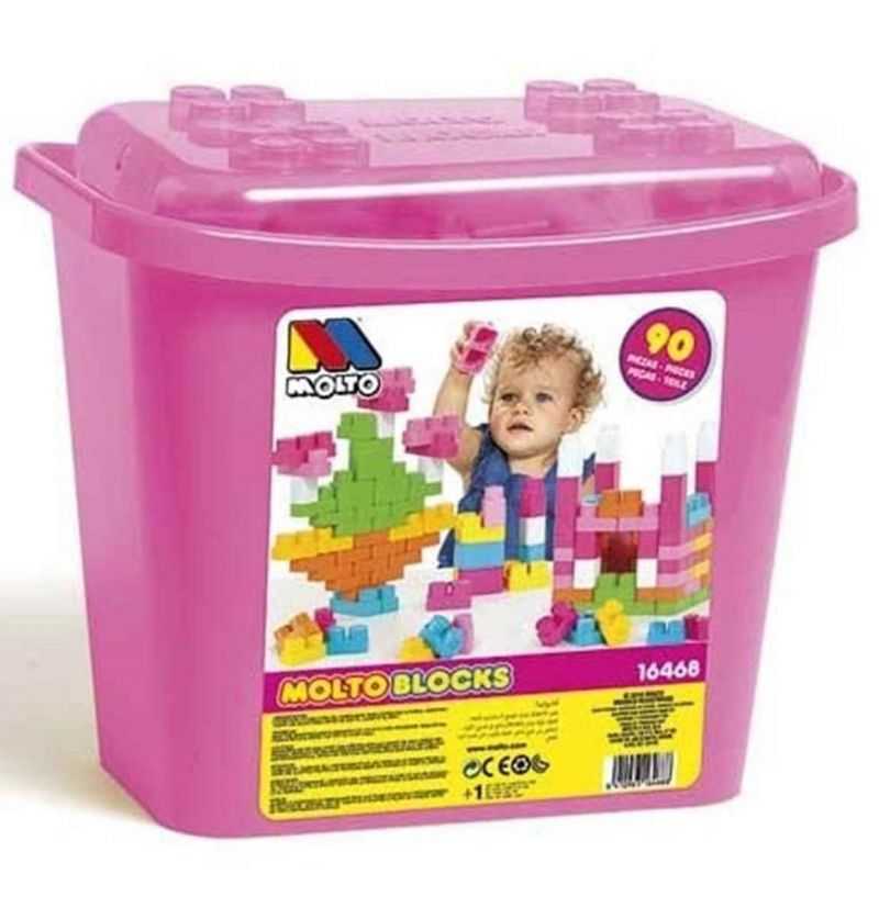 Comprar Cubeta Bloques Construcción Infantil Rosa