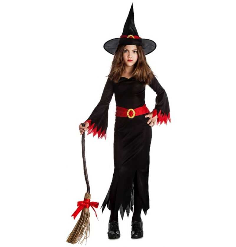 Comprar Disfraz de Bruja Negra Halloween Infantil negro-rojo