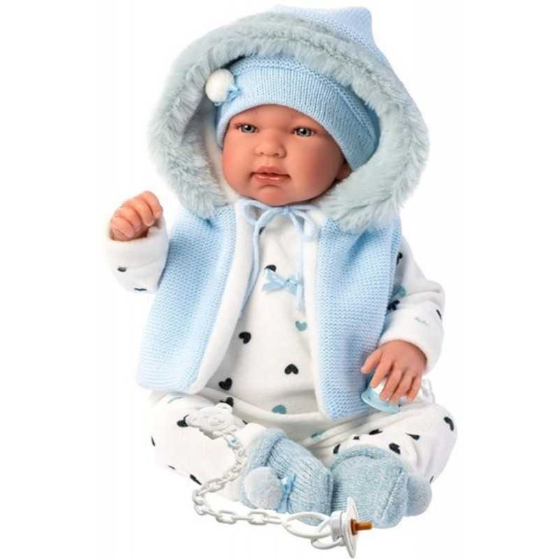 alondra Despedida Pakistán Comprar Muñeco Bebe Tino Llorón Pelele Azul con Capucha Newborn