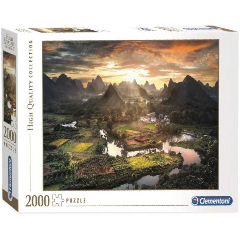 Comprar Puzzle 2000 piezas Paisaje de Campos y Montañas al atardecer de China